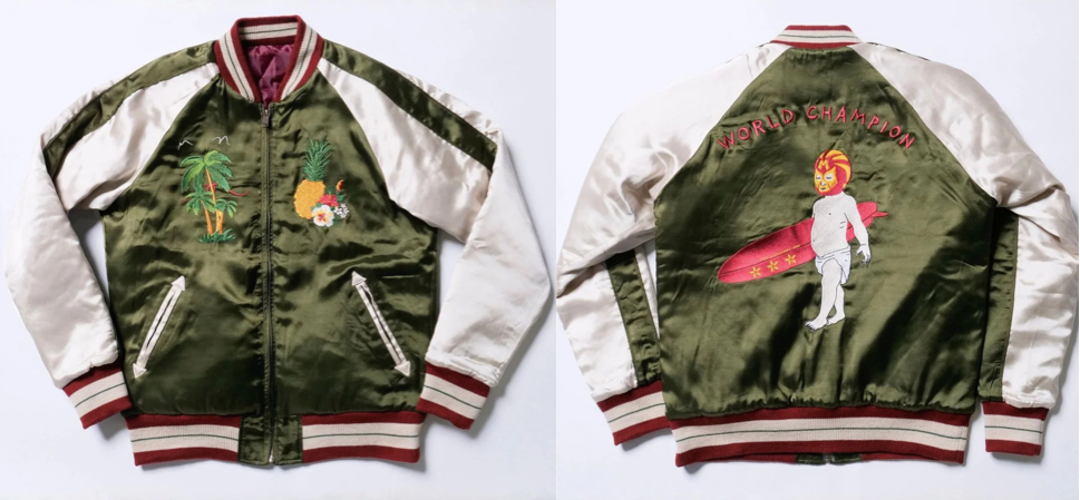 TMT（ティーエムティー）カーキ&ピンクのスカジャン