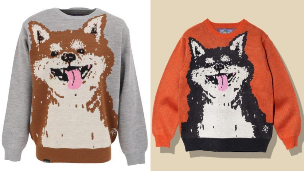 go slow caravan犬ちゃん柄のグレーのニット