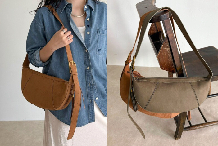 fredy emueブラウンのスウェードショルダーバッグ