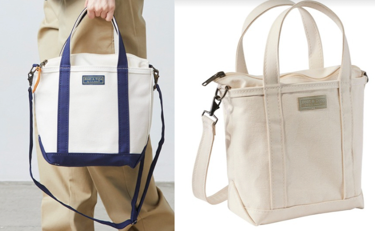 L.L.Beanホワイト×ネイビーのトートバッグ