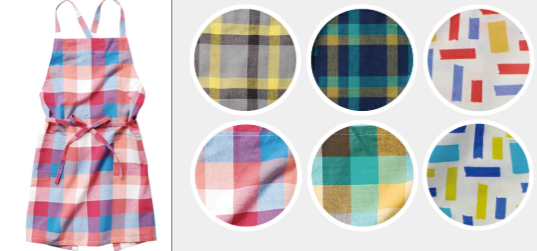 レップピンクのチェック柄エプロン