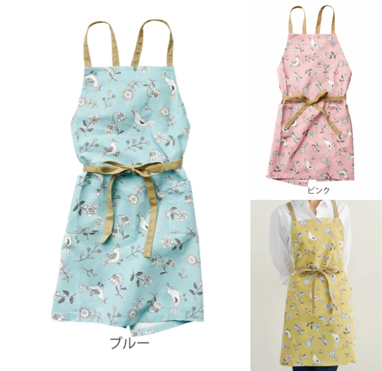 レップ(Rep)ブルーの鳥さん柄エプロン