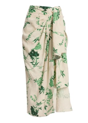 ERDEM（アーデム）ホワイトxグリーンの花柄スカート