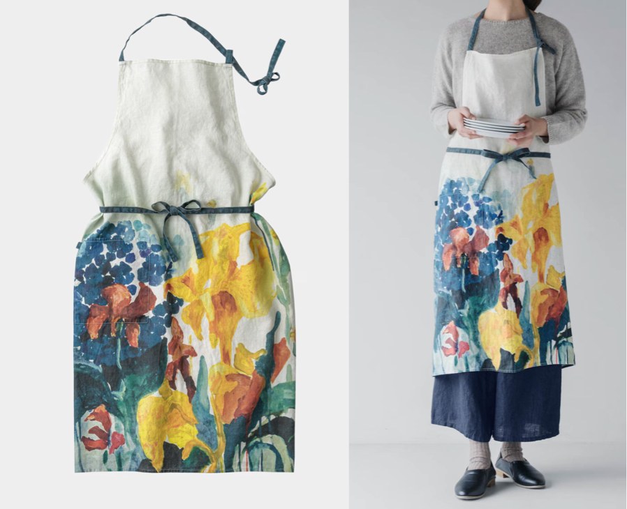 Lino e Lina （リーノエリーナ）ホワイトxブルーの花柄エプロン