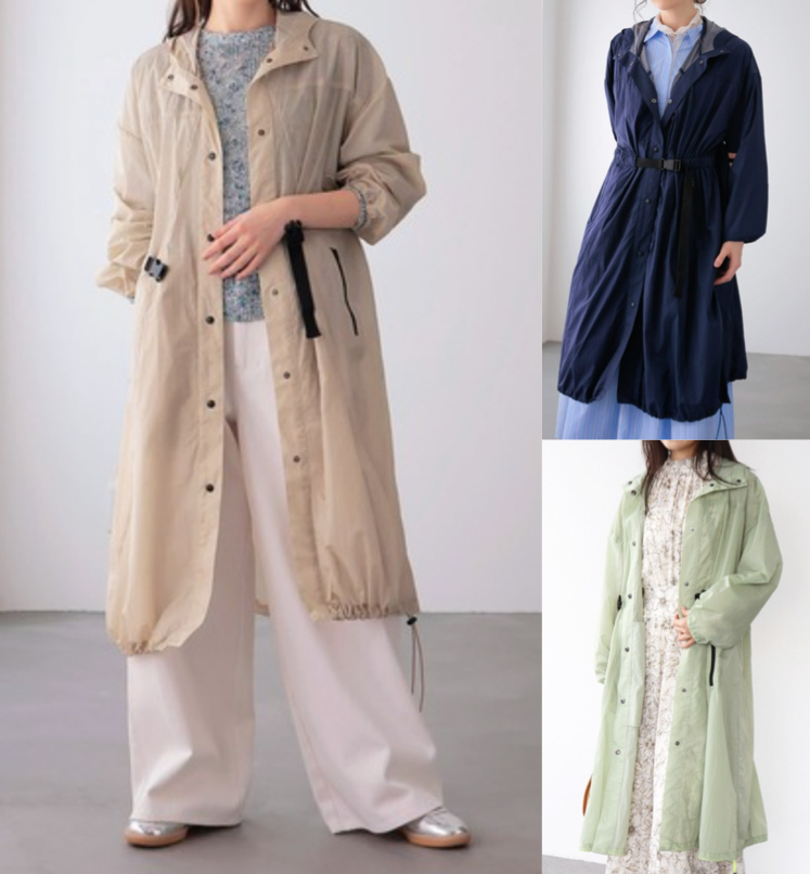 Jines（ジネス）ベージュのナイロンコート