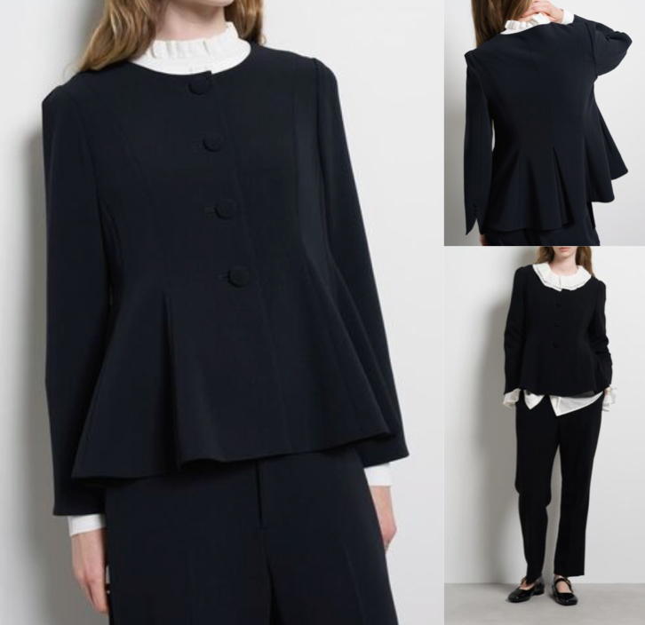 LANVIN en Bleuブラックのへプラムジャケット