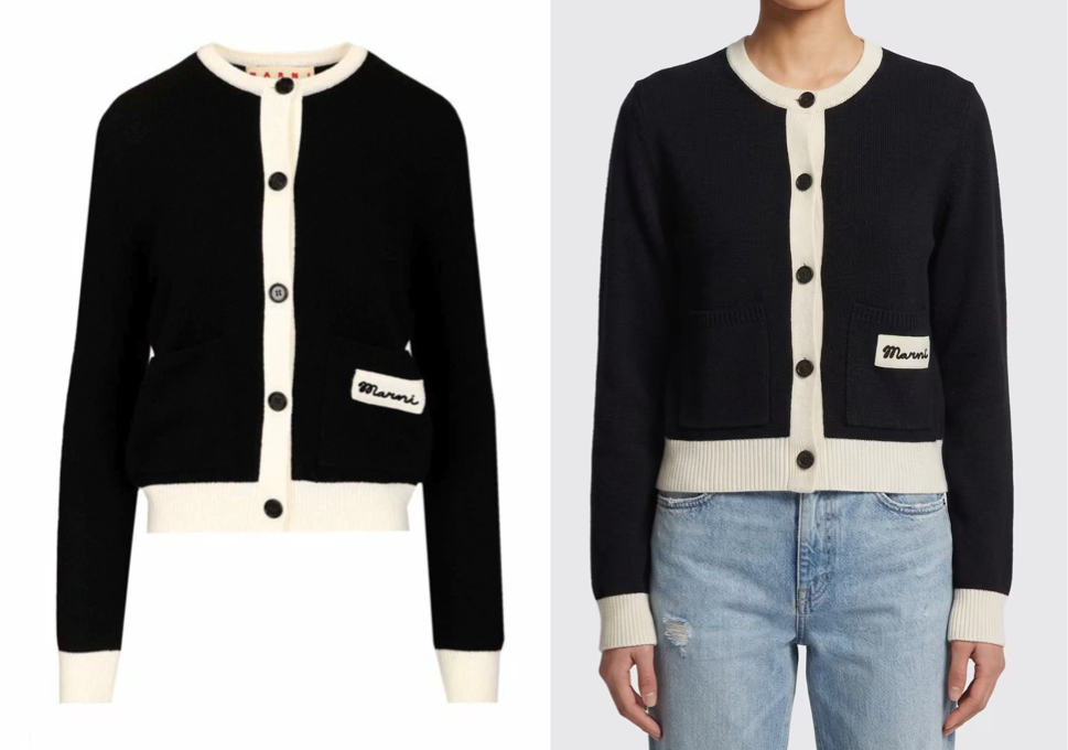 MARNI（マルニ）ブラック×ホワイトの配色カーディガン