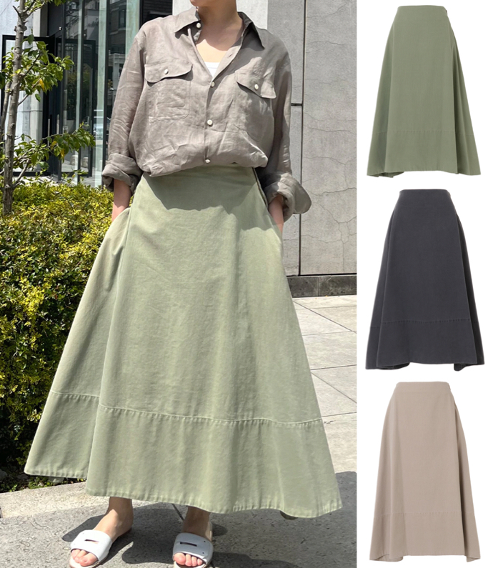 MADISONBLUE（マディソンブルー）カーキのフレアスカート