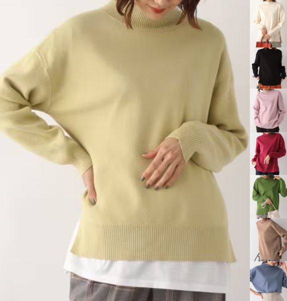 GLOBAL WORK（グローバルワーク）イエローのサイドスリットニット