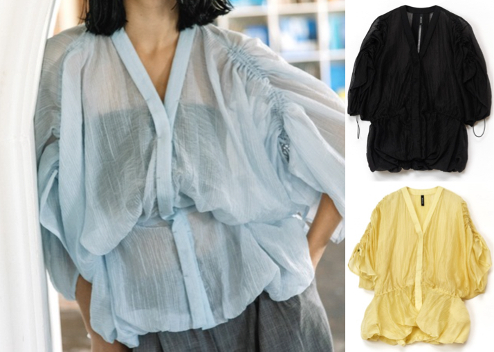 AULA AILA（アウラアイラ）ライトブルーのシアーブラウス