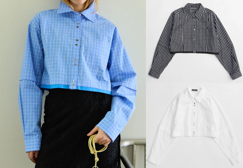 MAISON SPECIAL（メゾンスペシャル）ブルーのチェック柄シャツ