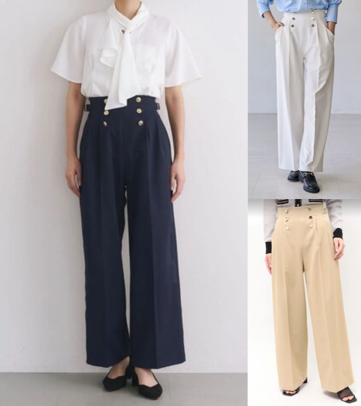 TONAL（トーナル）ネイビーのマリンテイストワイドパンツ