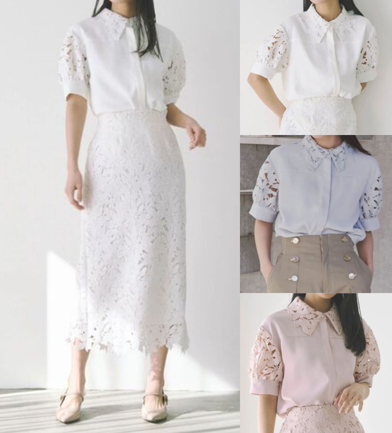 TONAL（トーナル）ホワイトのケミカルレースシャツ