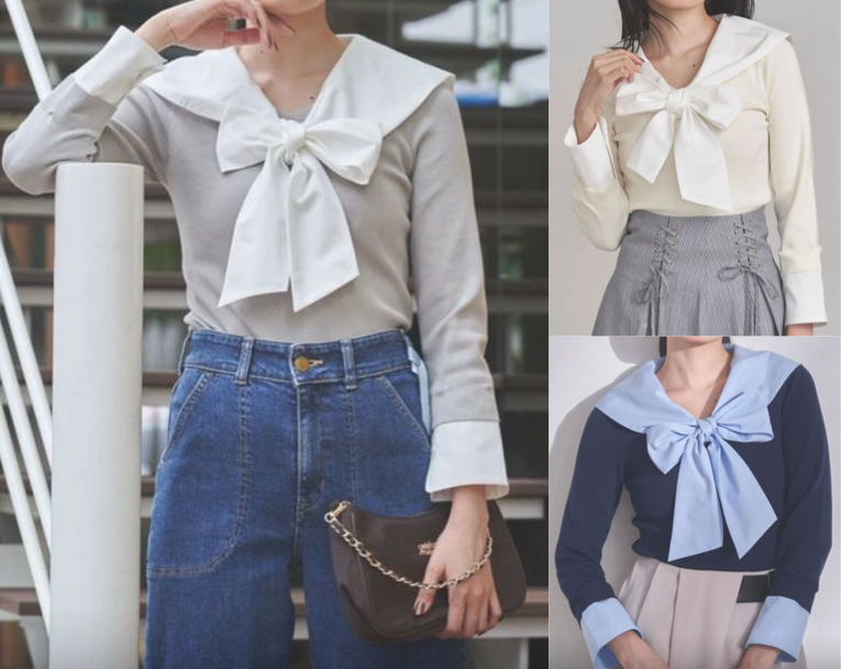 TONAL（トーナル）グレーのセーラードッキングニット