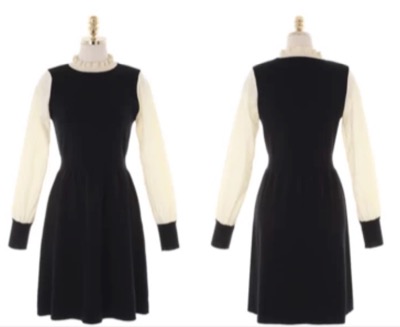 ATTRANGS（アットランス）ブラックxアイボリーの配色ワンピース