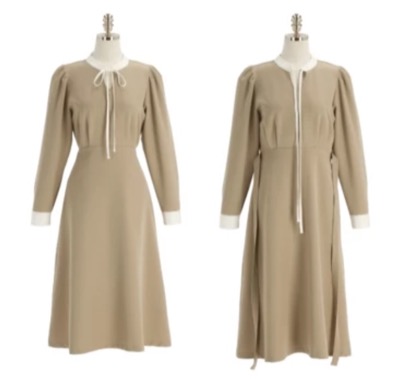 ATTRANGS（アットランス）ベージュのバイカラーワンピース