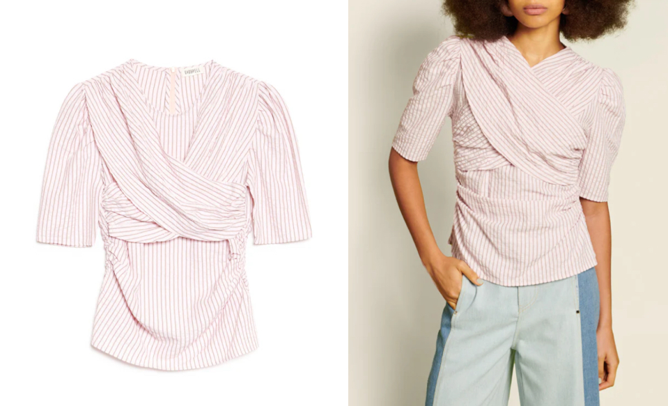 ghospellピンクのストライプブラウス