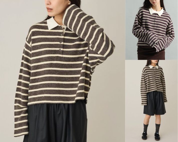 
CRAFT STANDARD BOUTIQUE (クラフトスタンダードブティック)ブラウン×ホワイトのボーダートップス
