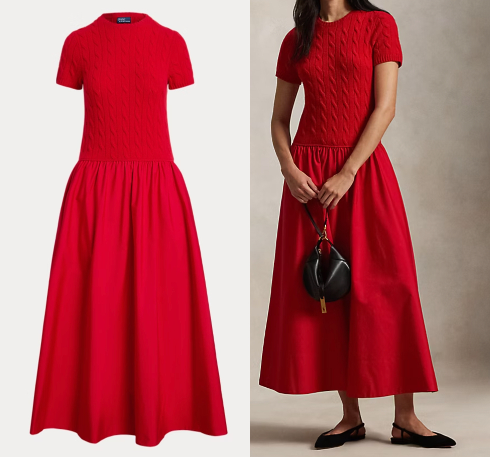 Polo Ralph Lauren（ポロ ラルフ ローレン）赤いケーブルニットドレス