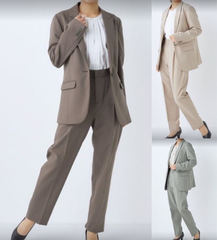 SUIT SELECTベージュのセットアップスーツ