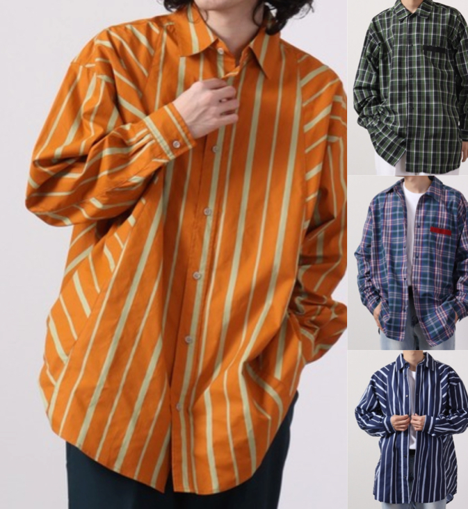 ATELANE（アテレーン）オレンジのストライプ柄シャツ
