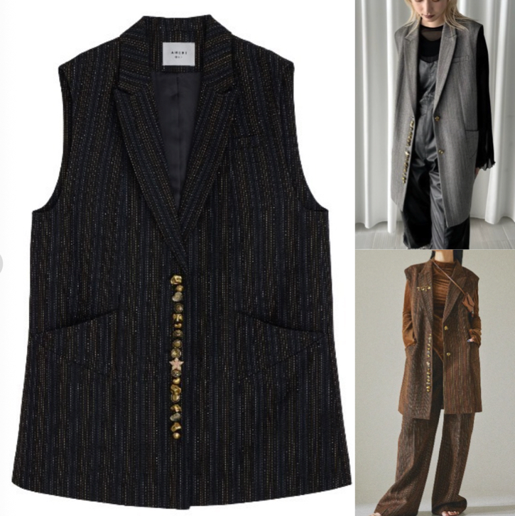 Ameriブラックのストライプベスト