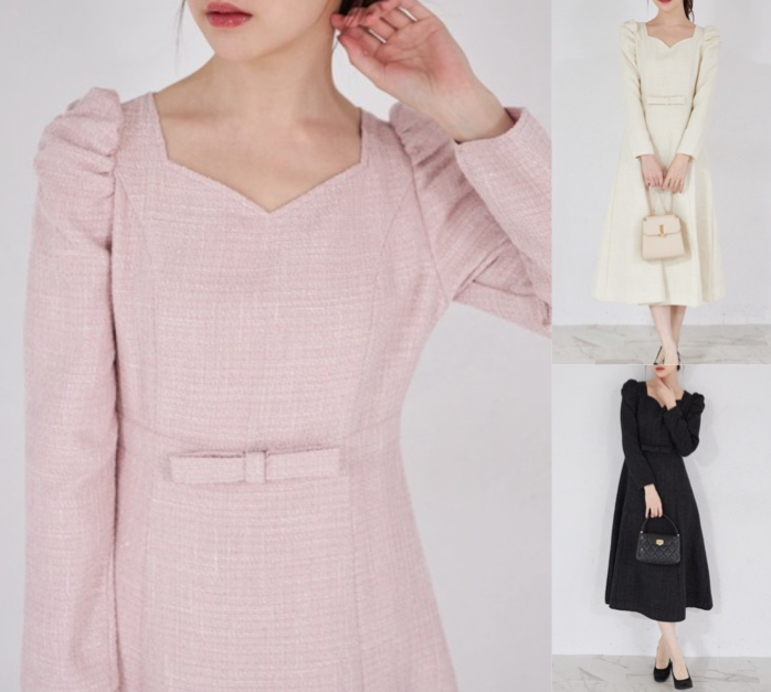 tocco closetピンクのツイードワンピース