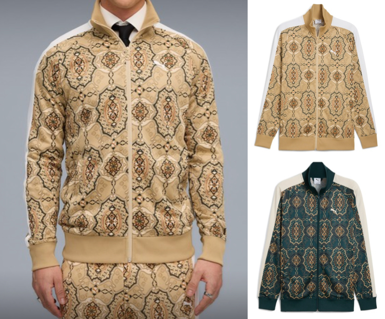 PUMA(プーマ)ベージュの総柄トラックジャケット