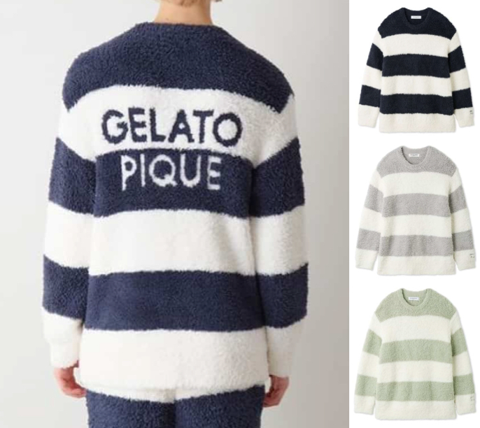gelato pique(ジェラートピケ)ホワイトxネイビーのボーダーニット