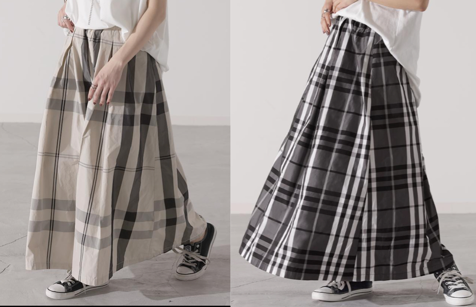 HUG.Uブラックチェックのロングススカート