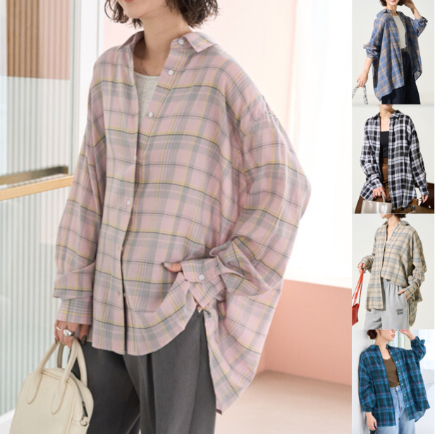 FREAK'S STOREピンクのチェックシャツ