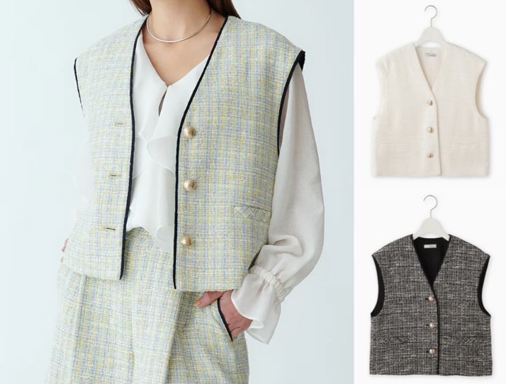 BEATRICE(ベアトリス)ミント系のツイードベスト