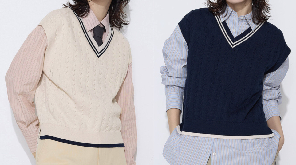 COMME CA Wardrobe(コムサ ワードローブ)アイボリーのケーブル編ニットベスト