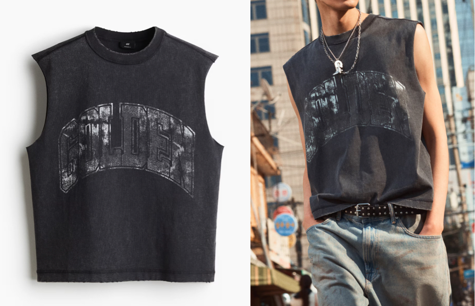 H&M（エイチアンドエム）ブラックのロゴタンクトップ