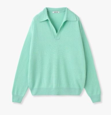 AURALEE（オーラリー）ミントグリーンのスキッパーポロニット