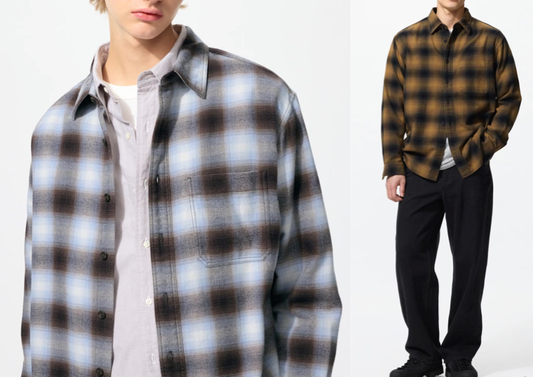 uniqlo.ブルーのチェックシャツ