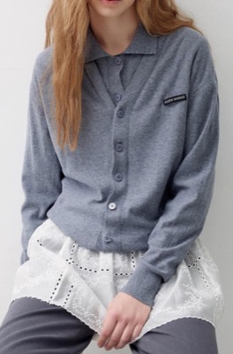 MAISONMARAISグレーのレイヤードデザインニット