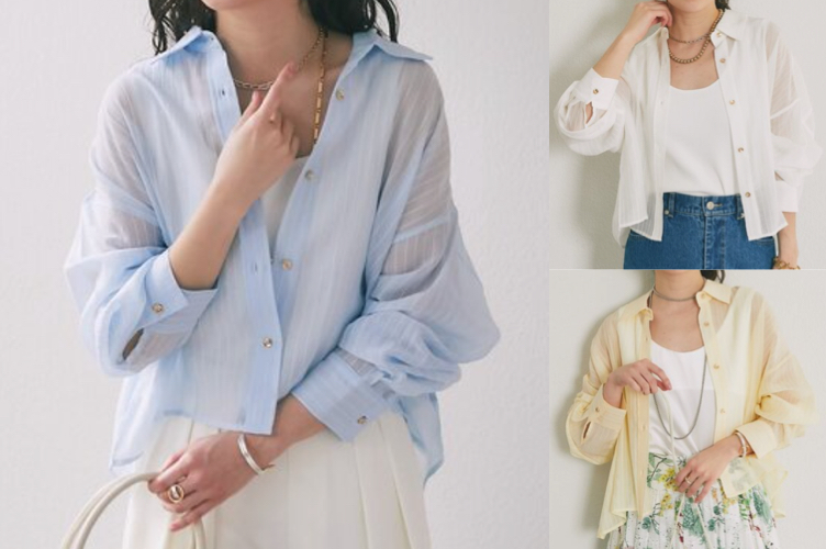La boutique BonBon（ラブティックボンボン）ライトブルーのシアーシャツ