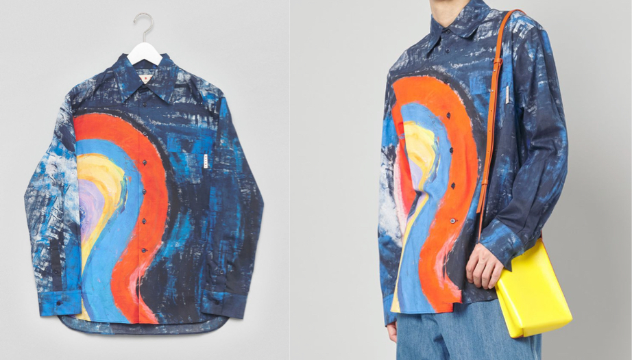 MARNI（マルニ）ネイビーのレインボープリントシャツ