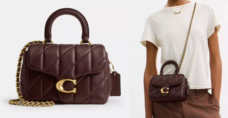 COACH(コーチ)ダークブラウンのキルティングバッグ