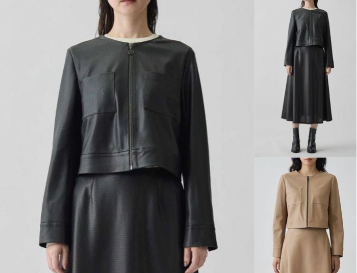LANVIN COLLECTIONブラックのノーカラーレザージャケット