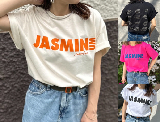 mi via loca（ミヴィアロカ）ホワイトxオレンジのロゴTシャツ