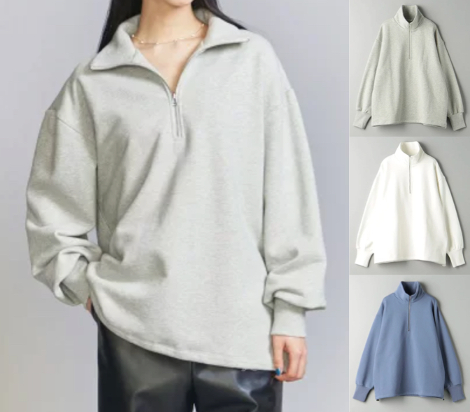 UNITED ARROWS（ユナイテッドアローズ）ライトグレーのハーフジップスウェット
