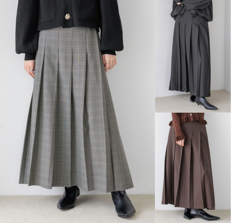 LOWRYS FARM（ローリーズファーム）グレーのプリーツロングスカート