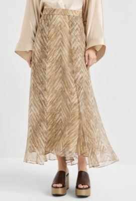 Brunello Cucinelli（ブルネロクチネリ）ベージュのヘリンボーンプリントスカート