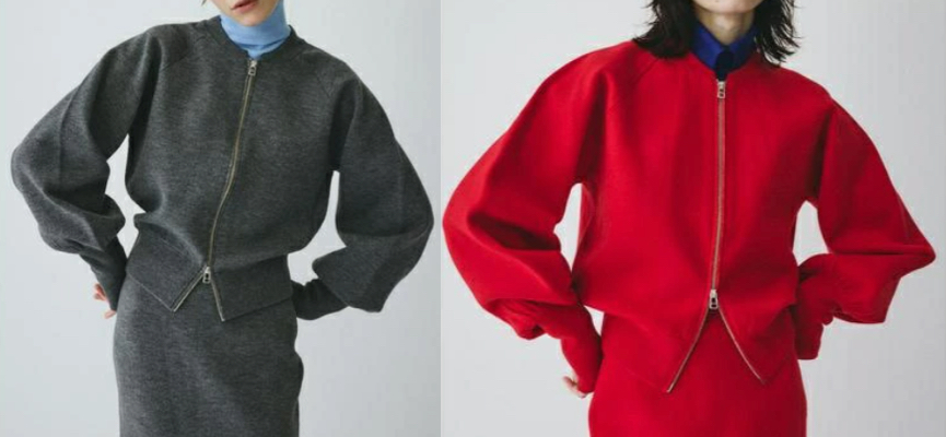HeRIN.CYE（へリンドットサイ）チャコールグレーのジップニット