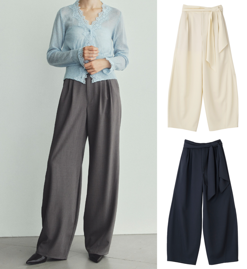 Aimeine（エメイン）グレージュのバレルリボンパンツ