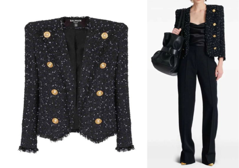 Balmainブラックのツイードジャケット