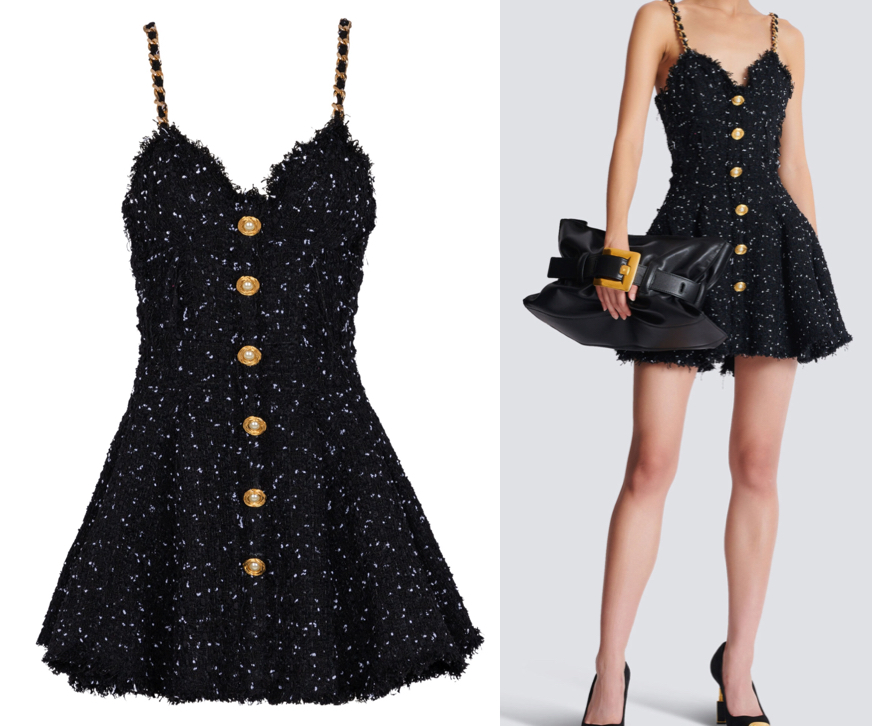 Balmainブラックのツイードワンピース