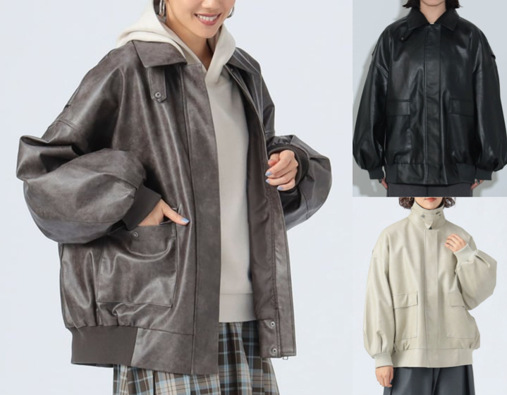 BEAMS HEARTフェイクレザーブルゾン